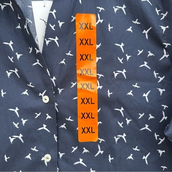 FOXCROFT Easy Care Plus Size Navy White Birds Stripe Button Front Top XXL NEW - Picture 3 of 8